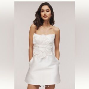 Anthropologie Watters Brie Strapless Embellished Pearl Floral Aline Mini Dress